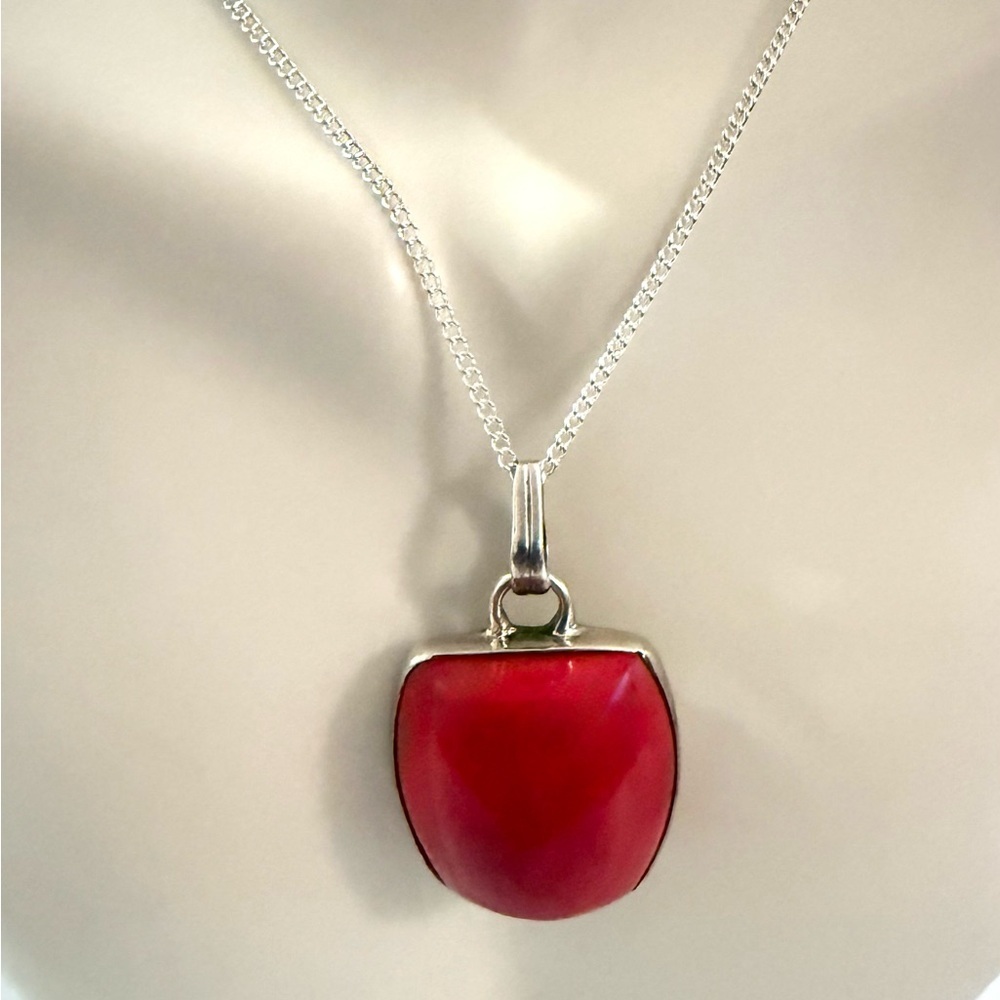 Chic Southwestern Jasper Sterling Silver Pendant w/ Sterling Plate Chain